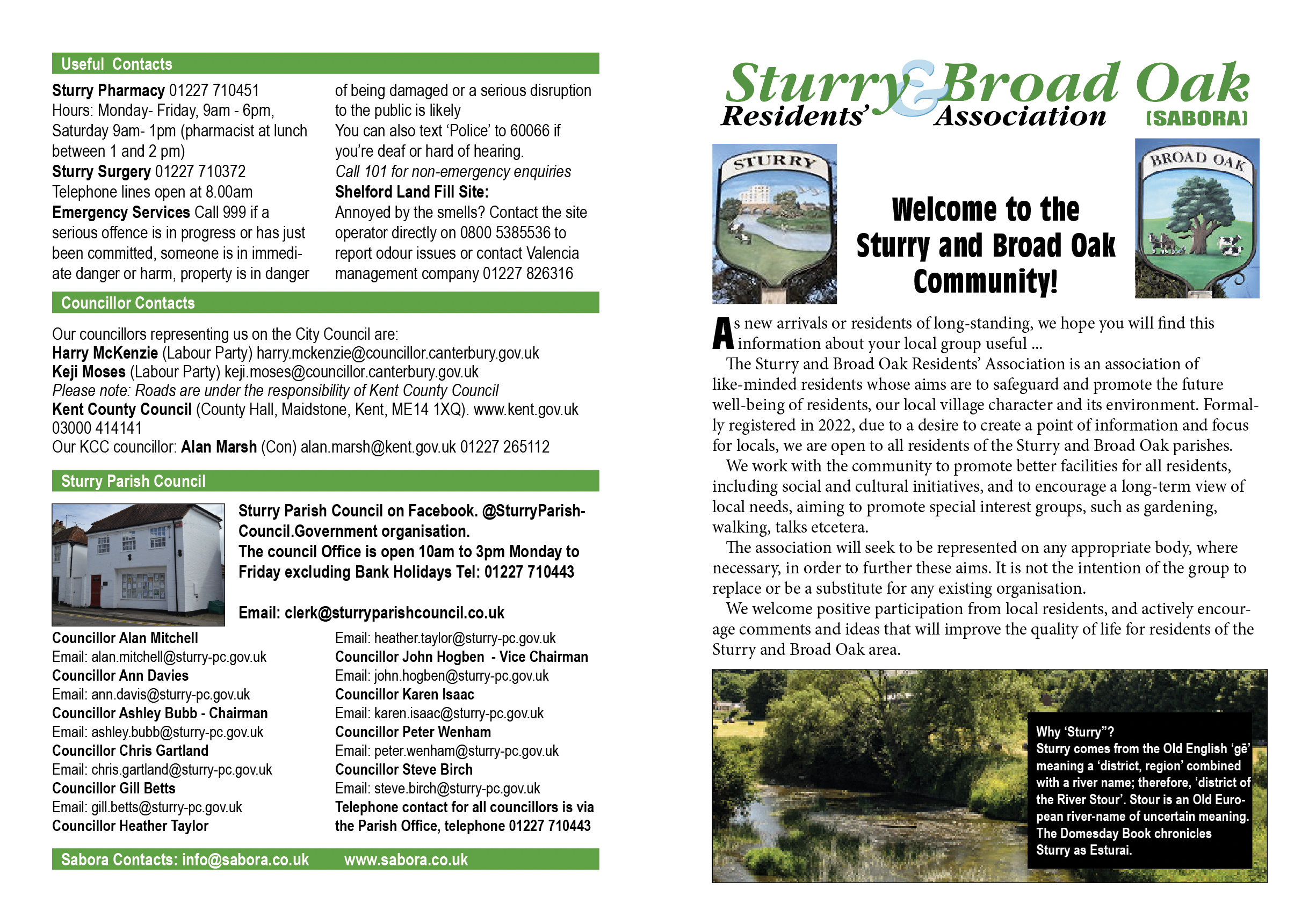 Our first leaflet for Sturry and Broad Oak